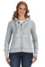 J America JA8913 Womens Zen Burnout Fleece Full Zip Hooded Sweatshirt Hoodie Cement Grey Front