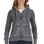 J America Womens Zen Burnout Fleece Full Zip Hooded Sweatshirt Hoodie - Dark Smoke Grey