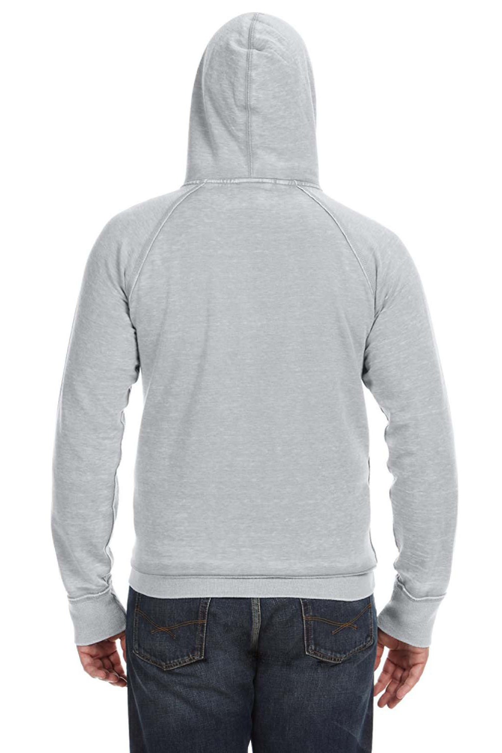 J America JA8915 Mens Vintage Zen Burnout Fleece Hooded Sweatshirt Hoodie Cement Grey Back