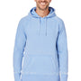 J America Mens Vintage Zen Burnout Fleece Hooded Sweatshirt Hoodie - Chambray Blue