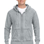 J America Mens Vintage Zen Burnout Fleece Full Zip Hooded Sweatshirt Hoodie - Cement Grey