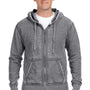 J America Mens Vintage Zen Burnout Fleece Full Zip Hooded Sweatshirt Hoodie - Dark Smoke Grey