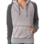 J America Womens Zen Burnout Fleece Hooded Sweatshirt Hoodie - Cement Grey/Dark Smoke Grey - Closeout