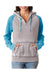 J America JA8926 Womens Zen Burnout Fleece Hooded Sweatshirt Hoodie Grey/Oceanberry Blue Front