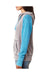 J America JA8926 Womens Zen Burnout Fleece Hooded Sweatshirt Hoodie Grey/Oceanberry Blue Side