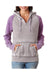 J America JA8926 Womens Zen Burnout Fleece Hooded Sweatshirt Hoodie Grey/Berry Purple Front