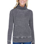 J America Womens Zen Burnout Fleece Cowl Neck Sweatshirt - Dark Smoke Grey