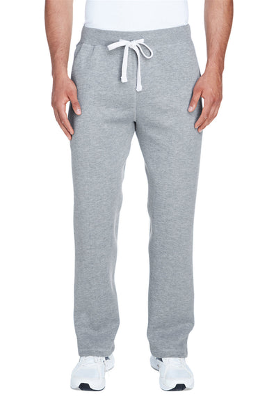 J America JA8992 Mens Open Bottom Fleece Sweatpants w/ Pockets Oxford Grey Front