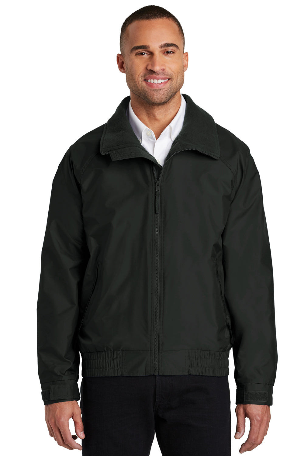 Port Authority JP54 Mens Competitor Wind & Water Resistant Full Zip Jacket Black Front