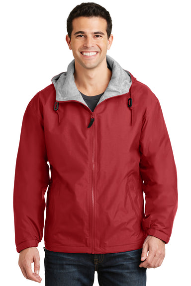 Port Authority JP56 Mens Team Wind & Water Resistant Full Zip Hooded Jacket Red Front