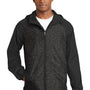 Sport-Tek Mens Wind & Water Resistant Full Zip Hooded Jacket - Heather Black/Black