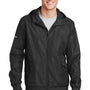 Sport-Tek Mens Wind & Water Resistant Full Zip Hooded Jacket - Black