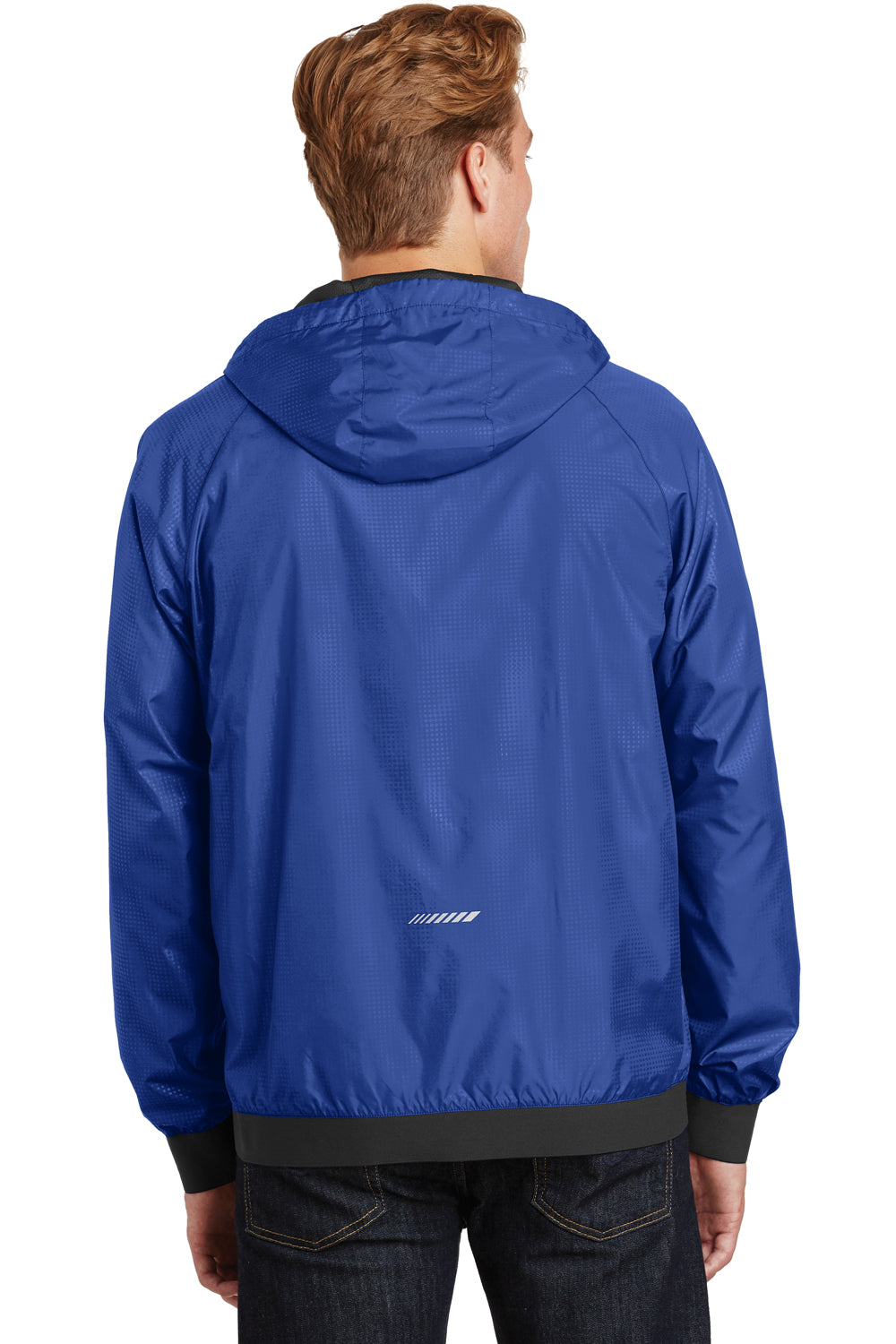Sport-Tek JST53 Mens Wind & Water Resistant Full Zip Hooded Jacket Royal Blue Back
