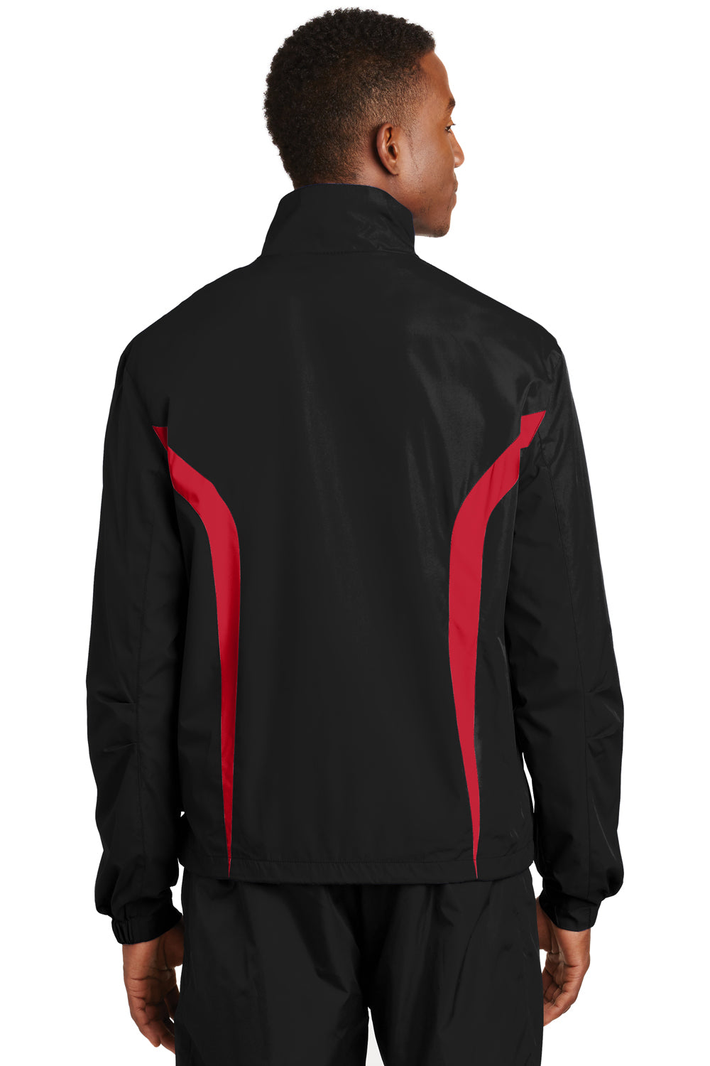 Sport-Tek JST60 Mens Water Resistant Full Zip Jacket Black/Red Back