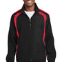 Sport-Tek Mens Water Resistant Full Zip Jacket - Black/True Red