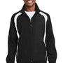 Sport-Tek Mens Water Resistant Full Zip Jacket - Black/White