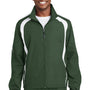Sport-Tek Mens Water Resistant Full Zip Jacket - Forest Green/White - Closeout