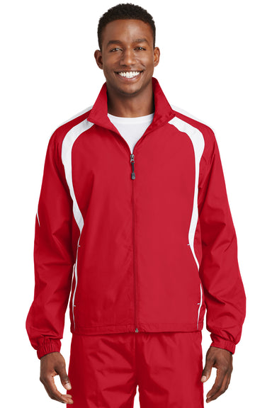 Sport-Tek JST60 Mens Water Resistant Full Zip Jacket Red Front