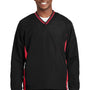 Sport-Tek Mens Water Resistant V-Neck Jacket - Black/True Red