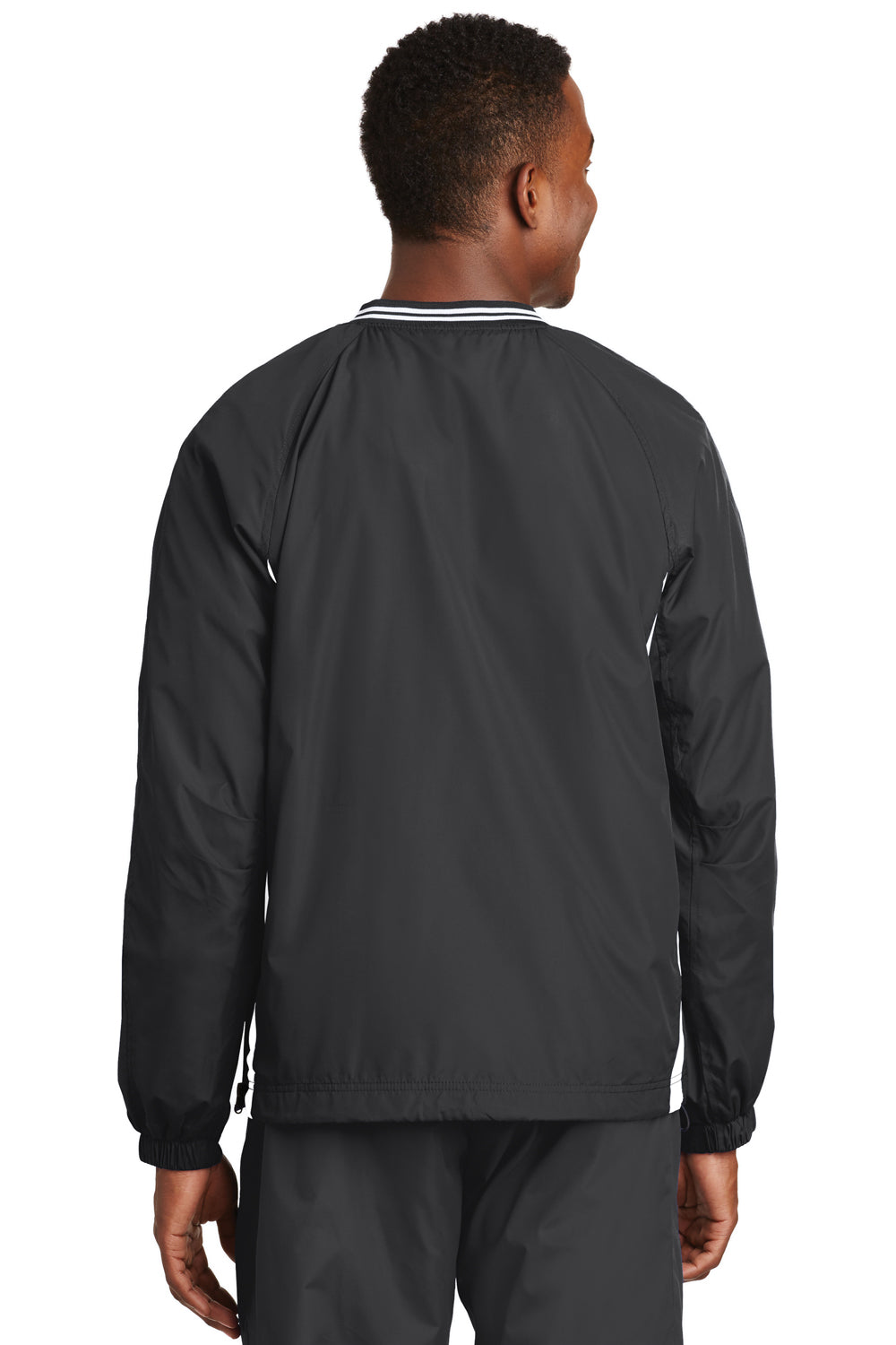 Sport-Tek JST62 Mens Wind & Water Resistant V-Neck Jacket Graphite Grey/White Back