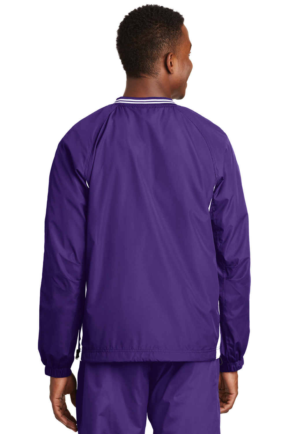 Sport-Tek JST62 Mens Wind & Water Resistant V-Neck Jacket Purple Back