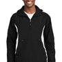 Sport-Tek Mens 1/4 Zip Hooded Jacket - Black/White