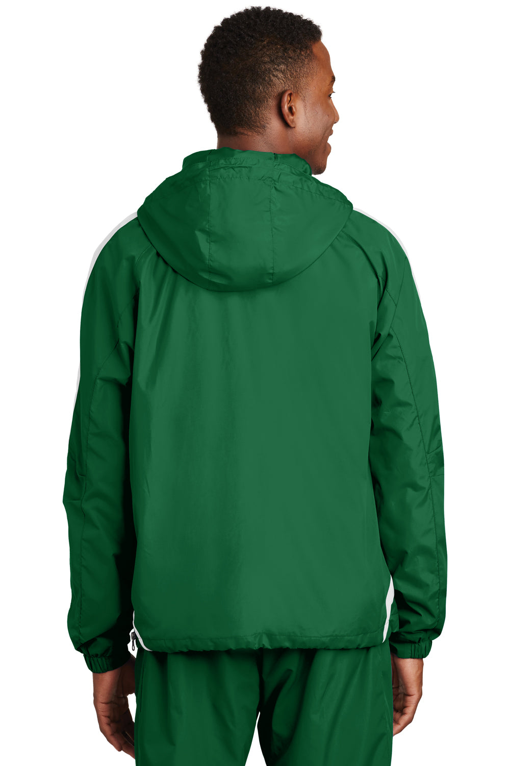 Sport-Tek JST63 Mens 1/4 Zip Hooded Jacket Kelly Green Back