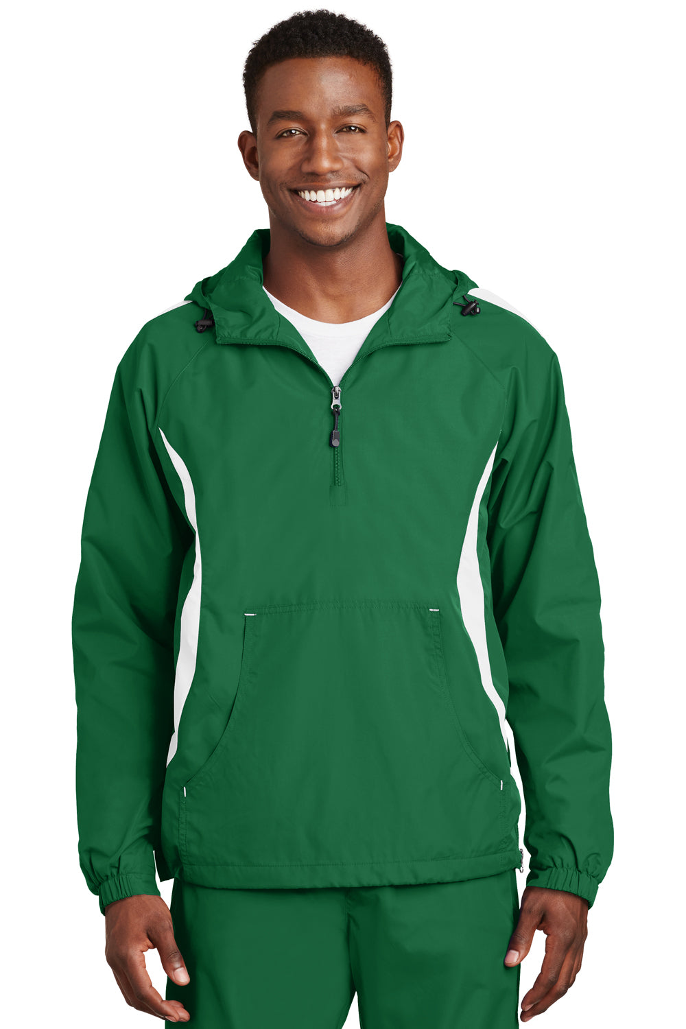 Sport-Tek JST63 Mens 1/4 Zip Hooded Jacket Kelly Green Front