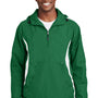 Sport-Tek Mens 1/4 Zip Hooded Jacket - Kelly Green/White - Closeout