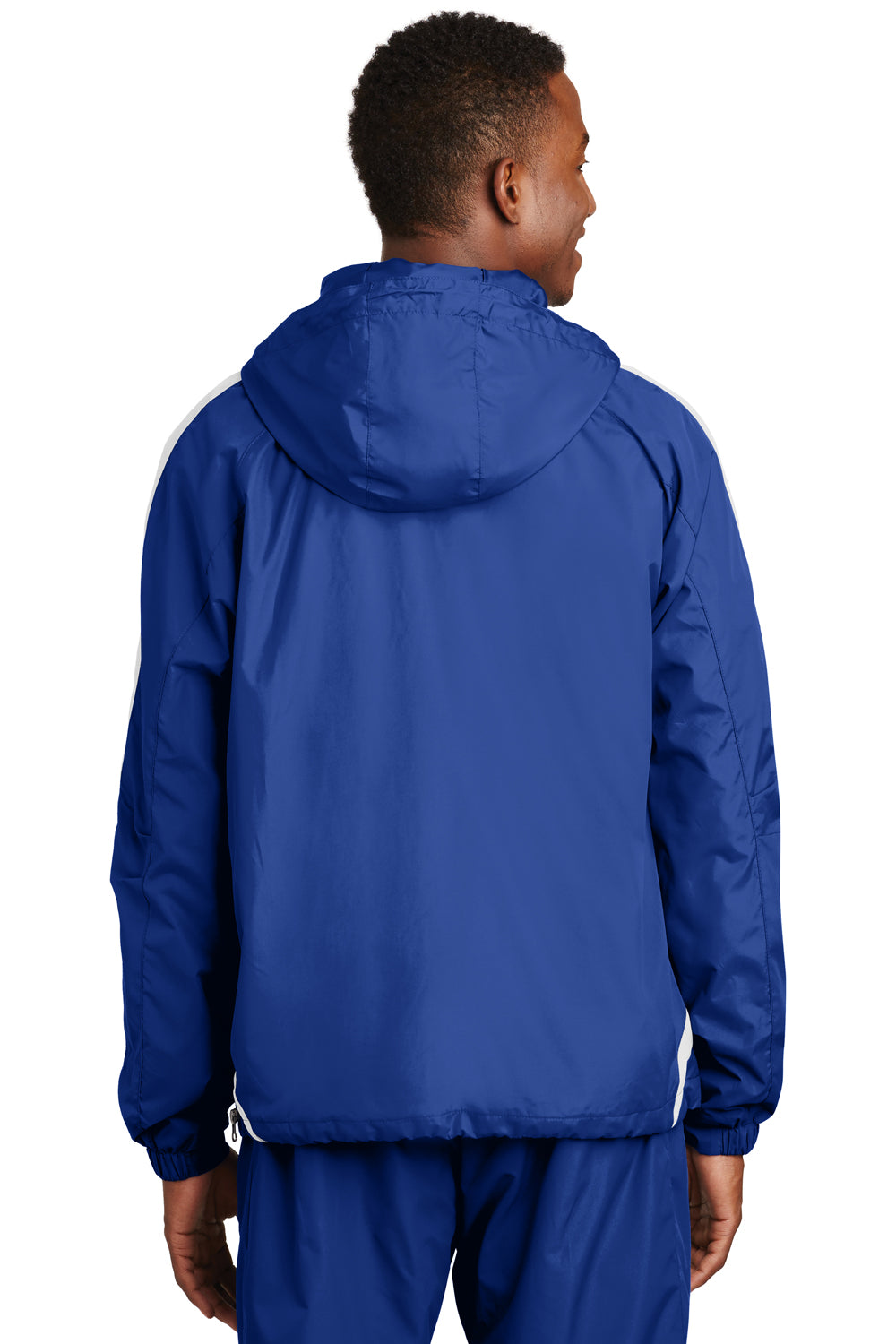 Sport-Tek JST63 Mens 1/4 Zip Hooded Jacket Royal Blue Back