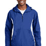 Sport-Tek Mens 1/4 Zip Hooded Jacket - True Royal Blue/White