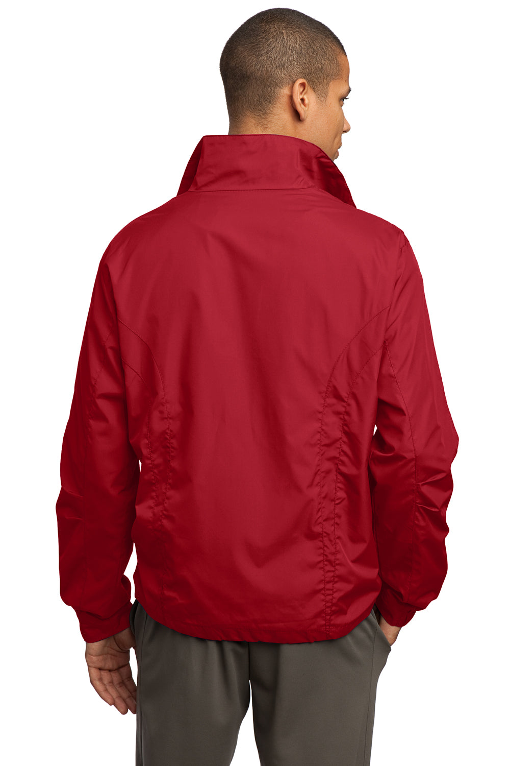 Sport-Tek JST70 Mens Water Resistant Full Zip Wind Jacket Red Back