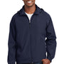 Sport-Tek Mens Water Resistant Full Zip Hooded Jacket - True Navy Blue