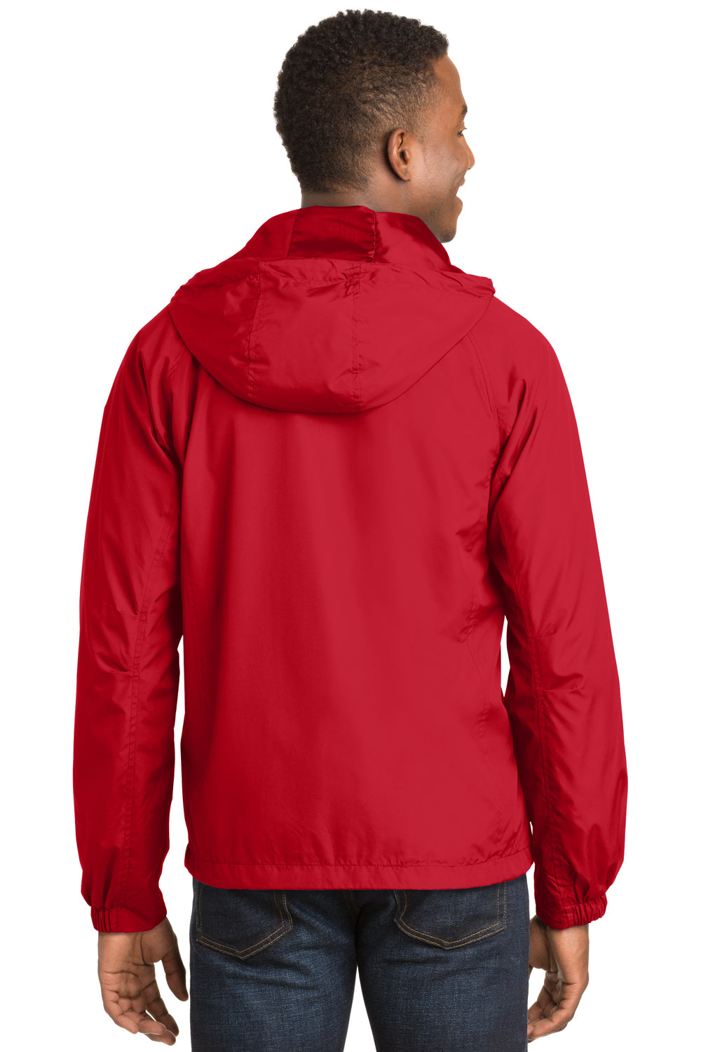 Sport-Tek JST73 Mens Water Resistant Full Zip Hooded Jacket Red Back