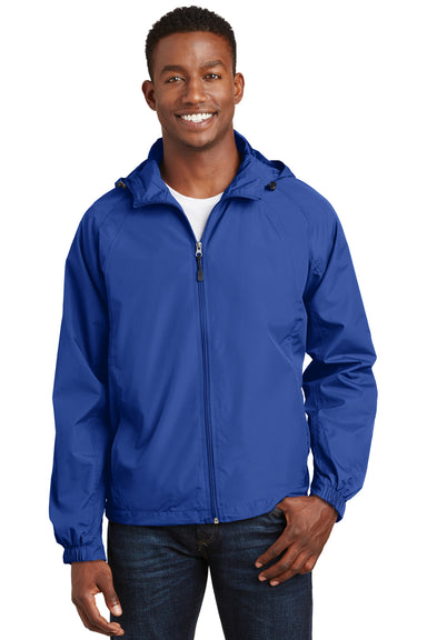 Sport-Tek JST73 Mens Water Resistant Full Zip Hooded Jacket Royal Blue Front