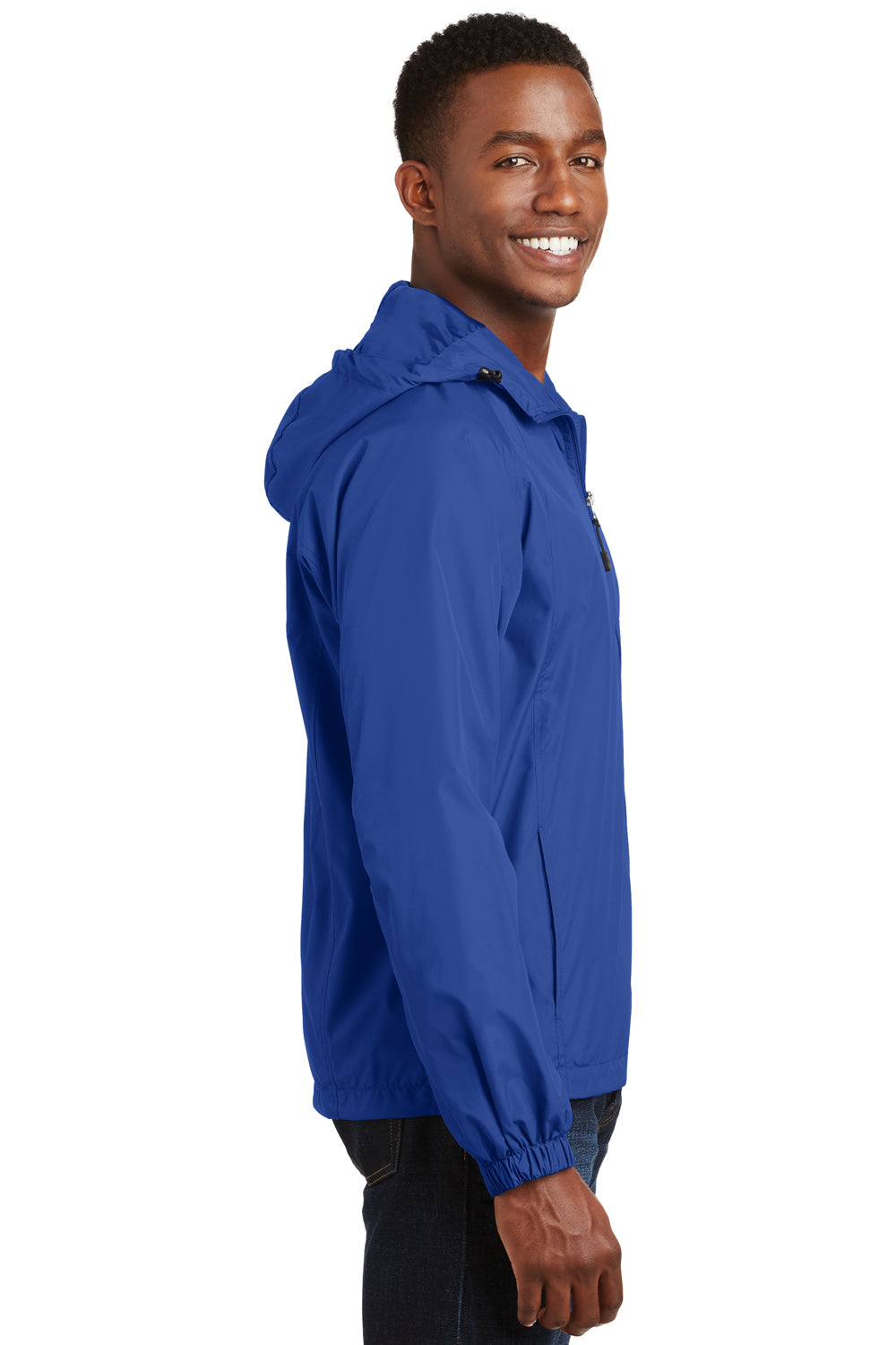 Sport-Tek JST73 Mens Water Resistant Full Zip Hooded Jacket Royal Blue Side