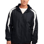Sport-Tek Mens Full Zip Hooded Jacket - Black/White