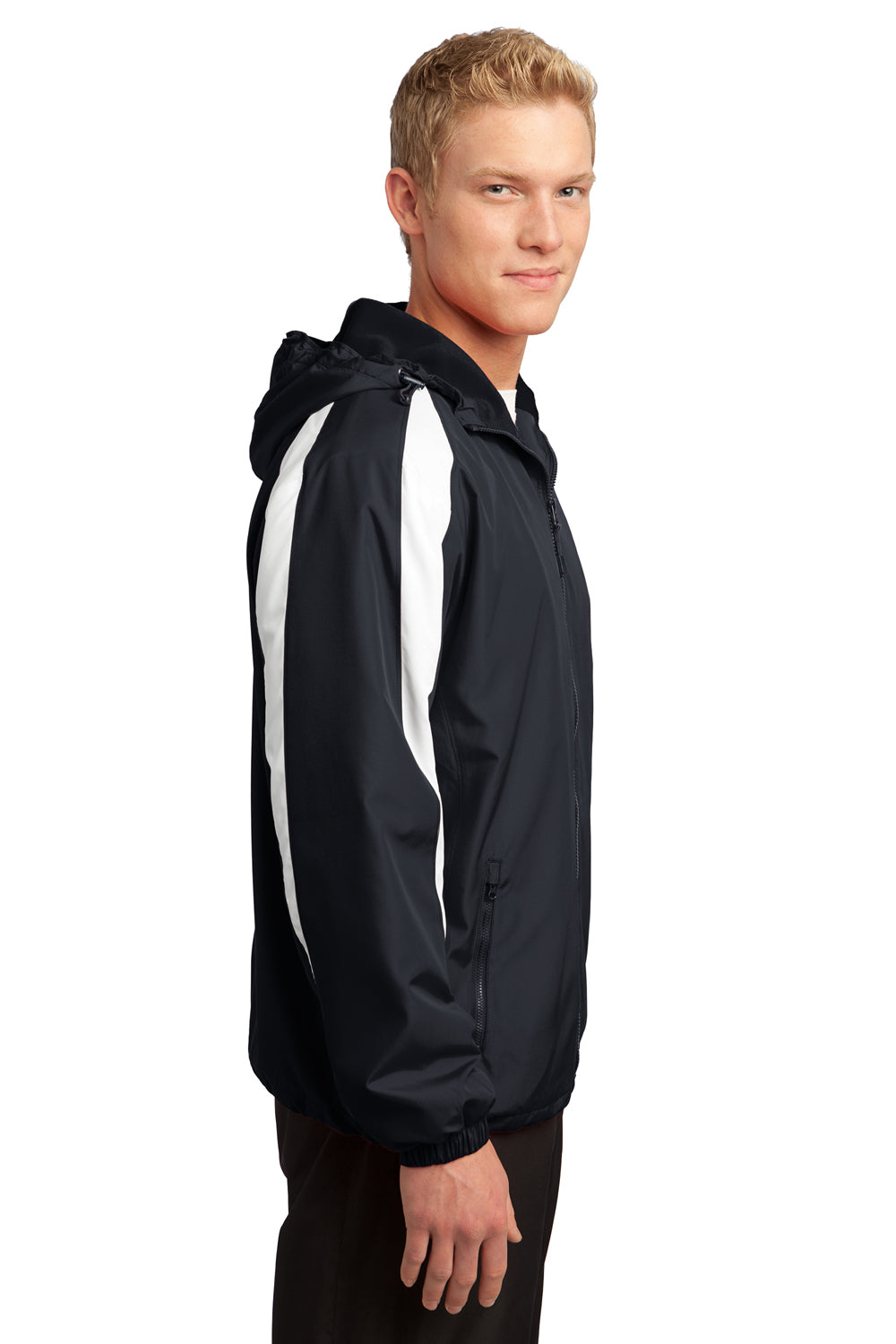 Sport-Tek JST81 Mens Full Zip Hooded Jacket Black Side