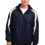 Sport-Tek Mens Full Zip Hooded Jacket - True Navy Blue/White