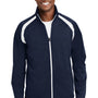 Sport-Tek Mens Full Zip Track Jacket - True Navy Blue/White