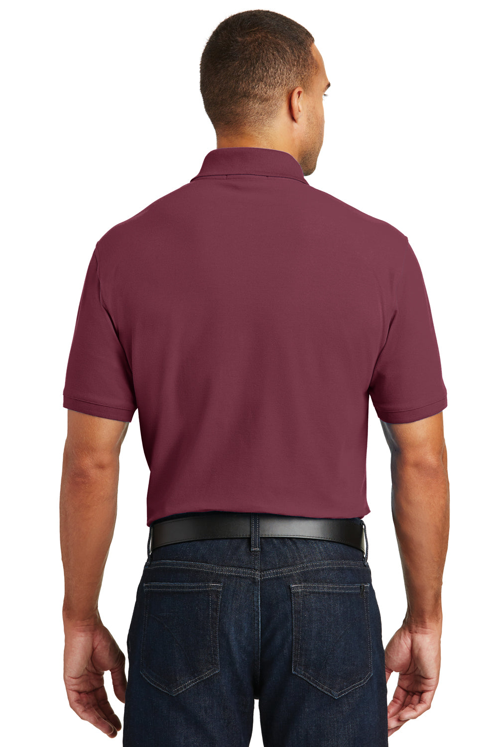 Port Authority K100 Mens Core Classic Short Sleeve Polo Shirt Burgundy Back