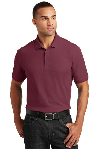 Port Authority K100 Mens Core Classic Short Sleeve Polo Shirt Burgundy Front