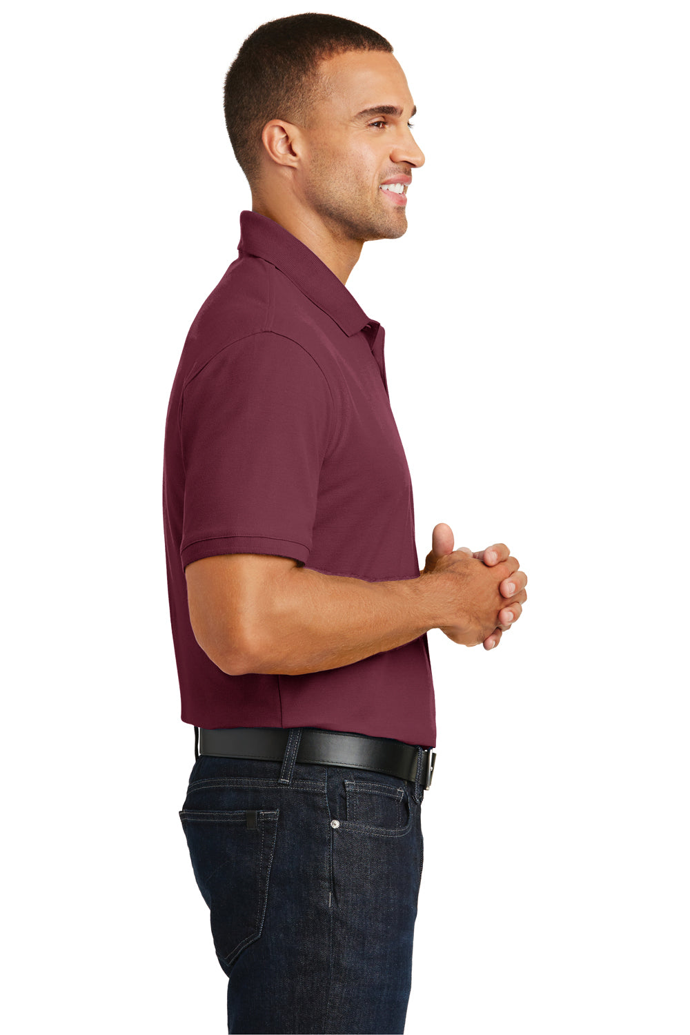 Port Authority K100 Mens Core Classic Short Sleeve Polo Shirt Burgundy Side
