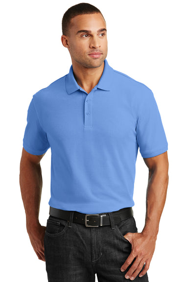 Port Authority K100 Mens Core Classic Short Sleeve Polo Shirt Carolina Blue Front