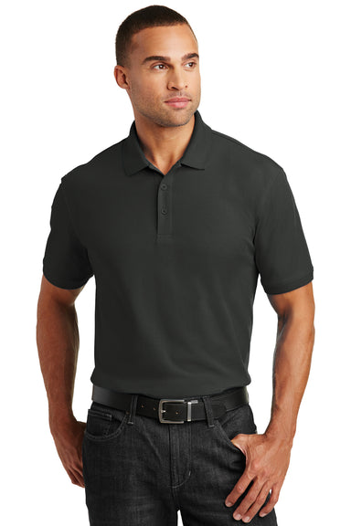 Port Authority K100 Mens Core Classic Short Sleeve Polo Shirt Black Front