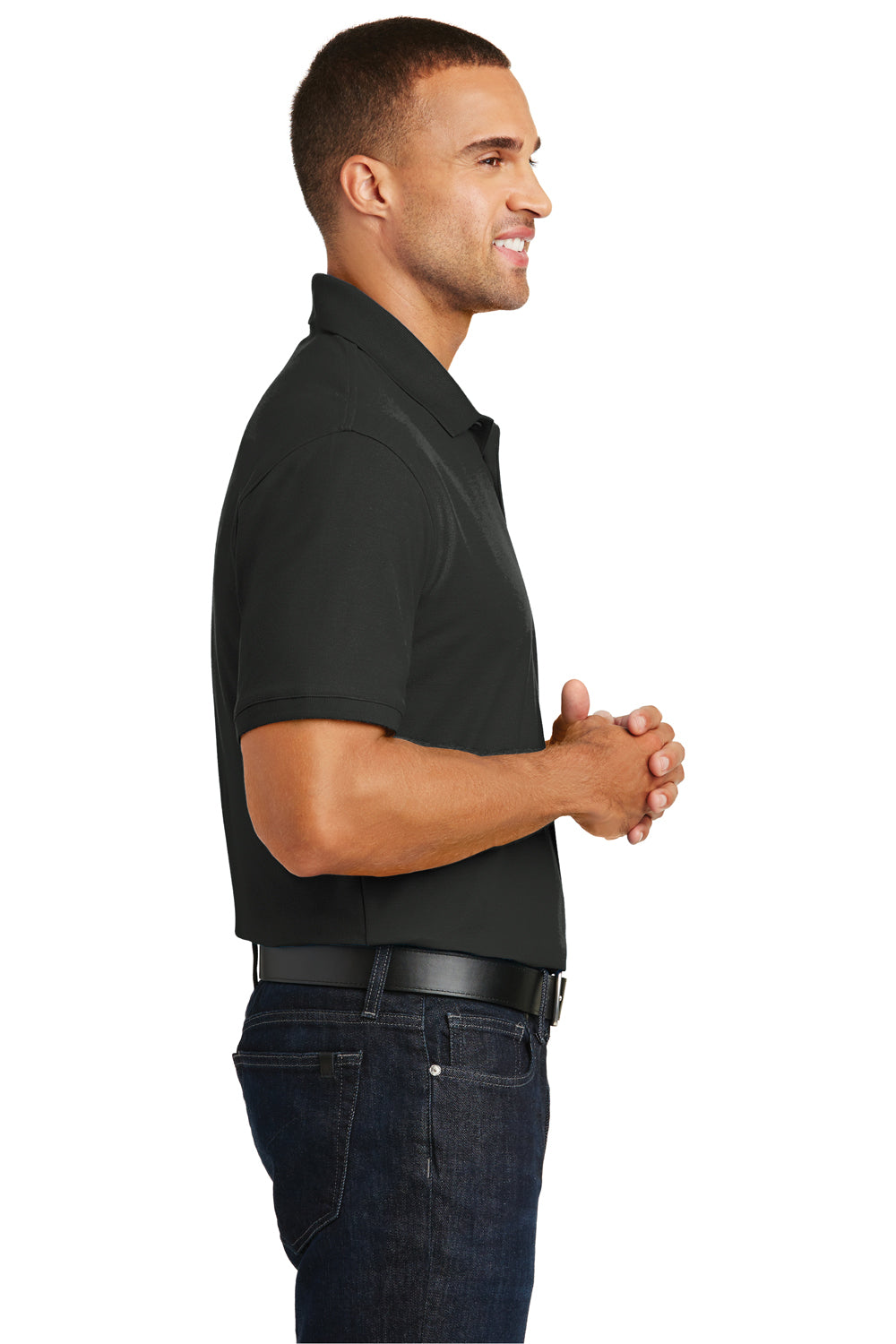 Port Authority K100 Mens Core Classic Short Sleeve Polo Shirt Black Side