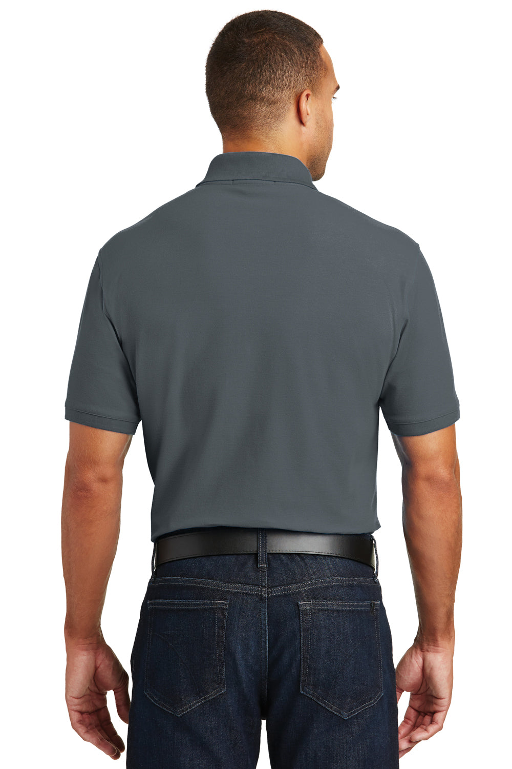 Port Authority K100 Mens Core Classic Short Sleeve Polo Shirt Graphite Grey Back