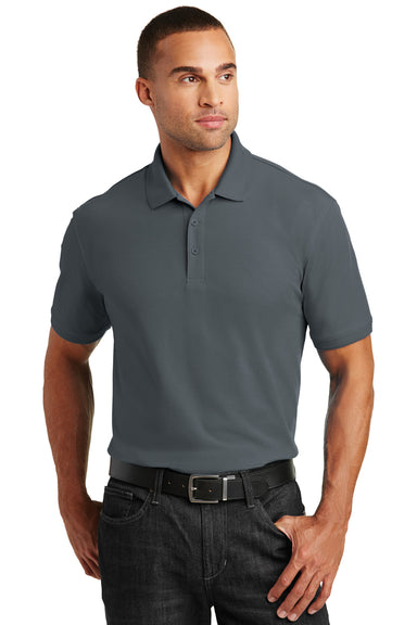 Port Authority K100 Mens Core Classic Short Sleeve Polo Shirt Graphite Grey Front