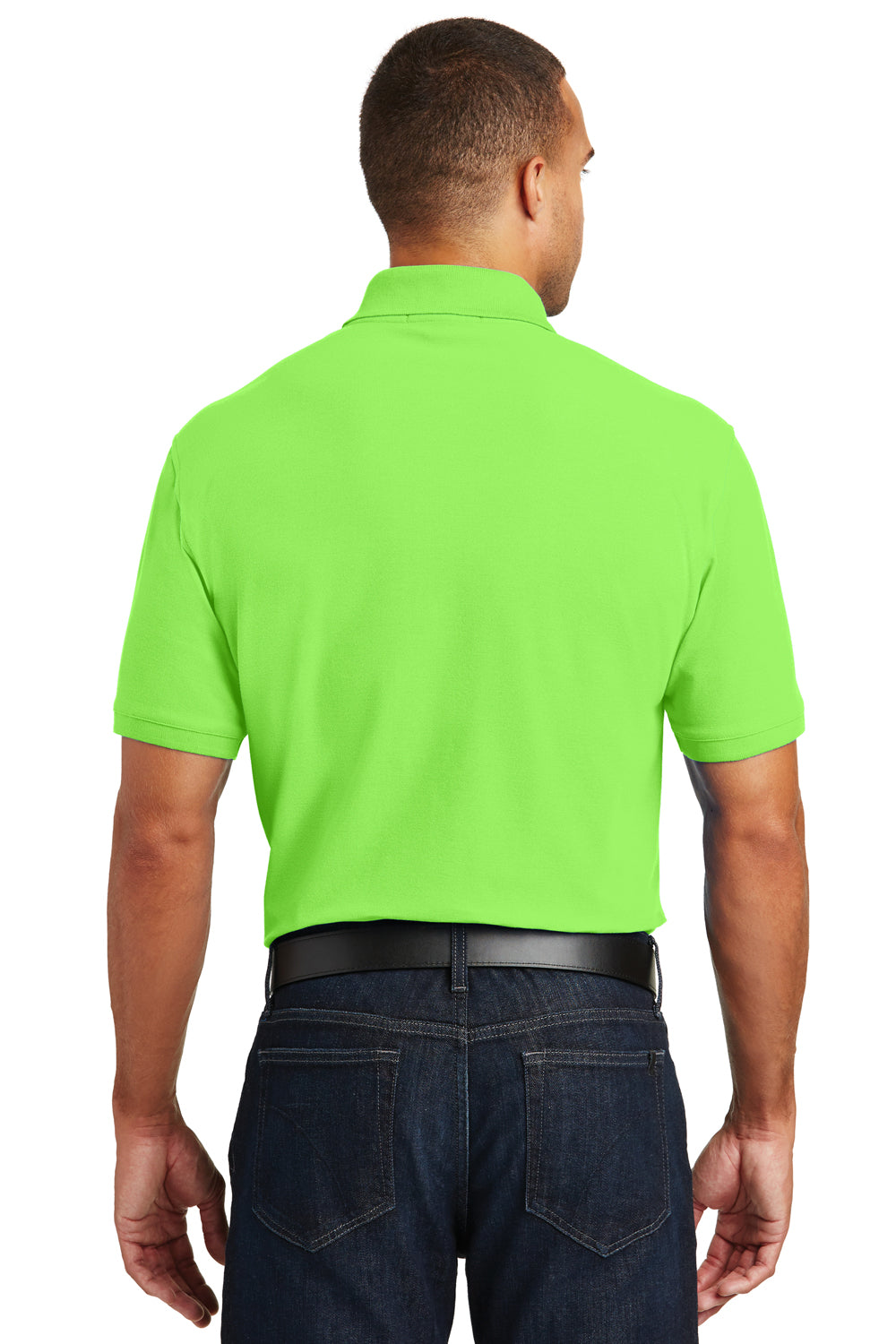 Port Authority K100 Mens Core Classic Short Sleeve Polo Shirt Lime Green Back