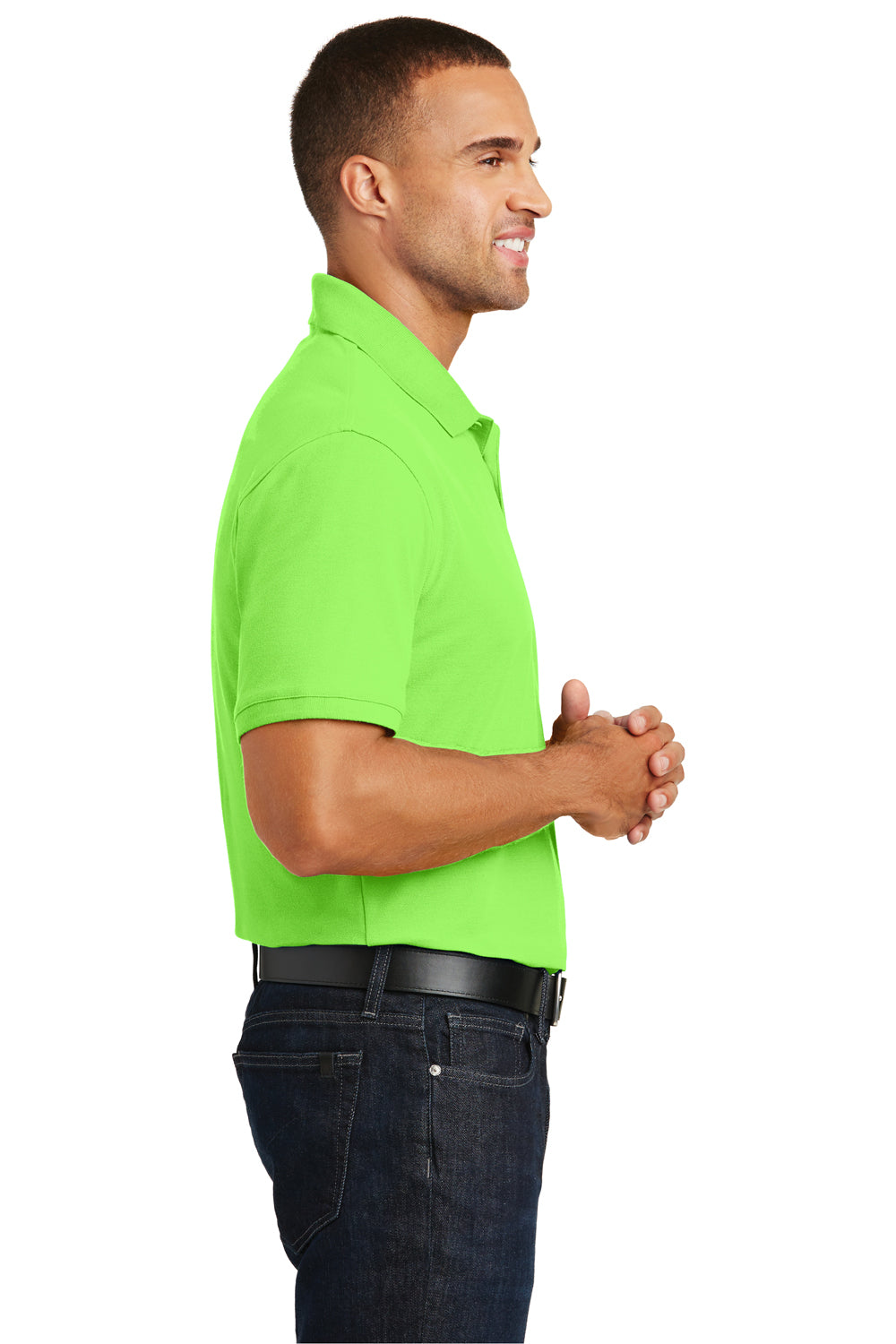 Port Authority K100 Mens Core Classic Short Sleeve Polo Shirt Lime Green Side